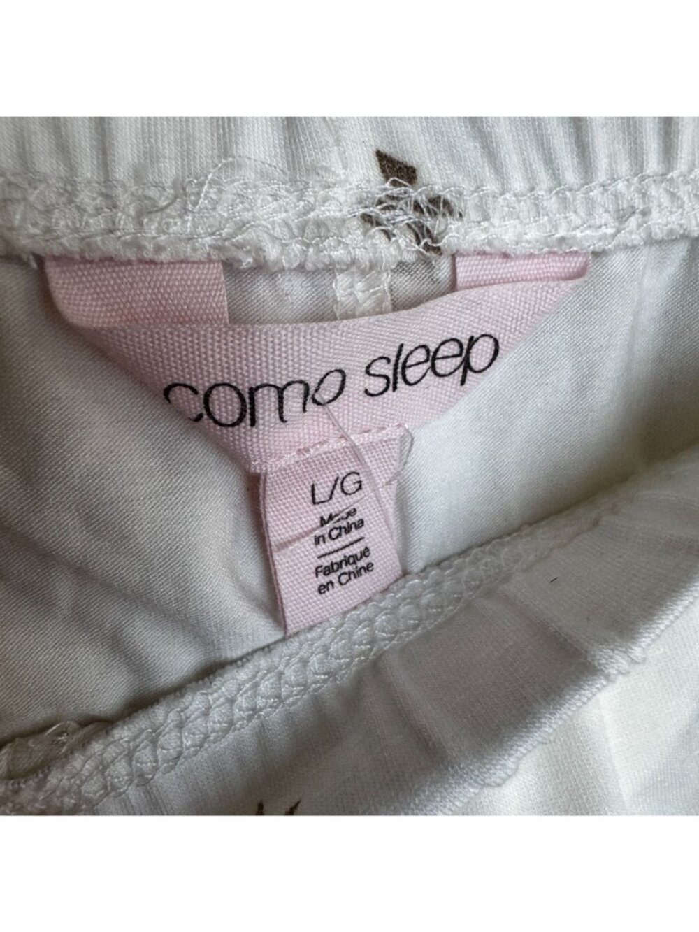 Como Sleep Modal Women's 2 Piece Pajama Pants Set Size L/G Ivory with Bow Print - Picture 7 of 9